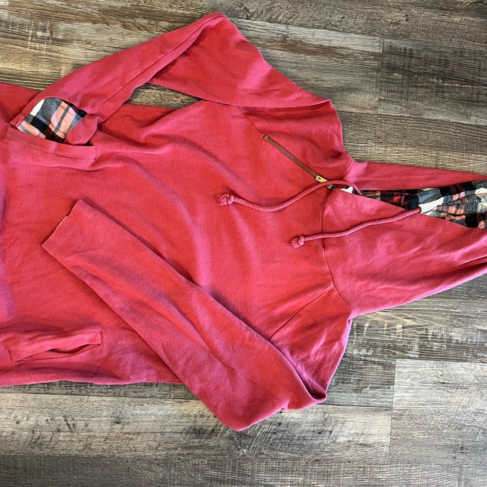 Rust ampersand  Hoodie with Plaid Lining